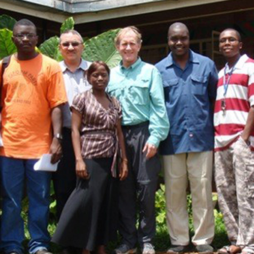 Peter Agre with a group of Johns Hopkins Malaria Research Instititute researchers