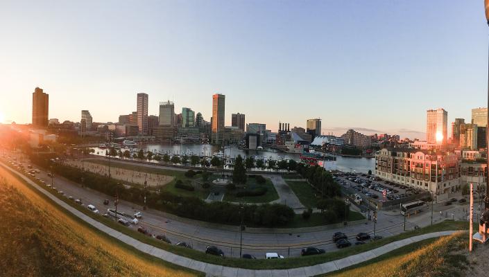 a view of the Baltimore skyline