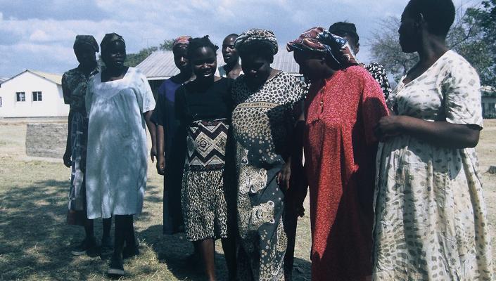 A line of Zimbabwean women waiting for care outside a rural mission hospital