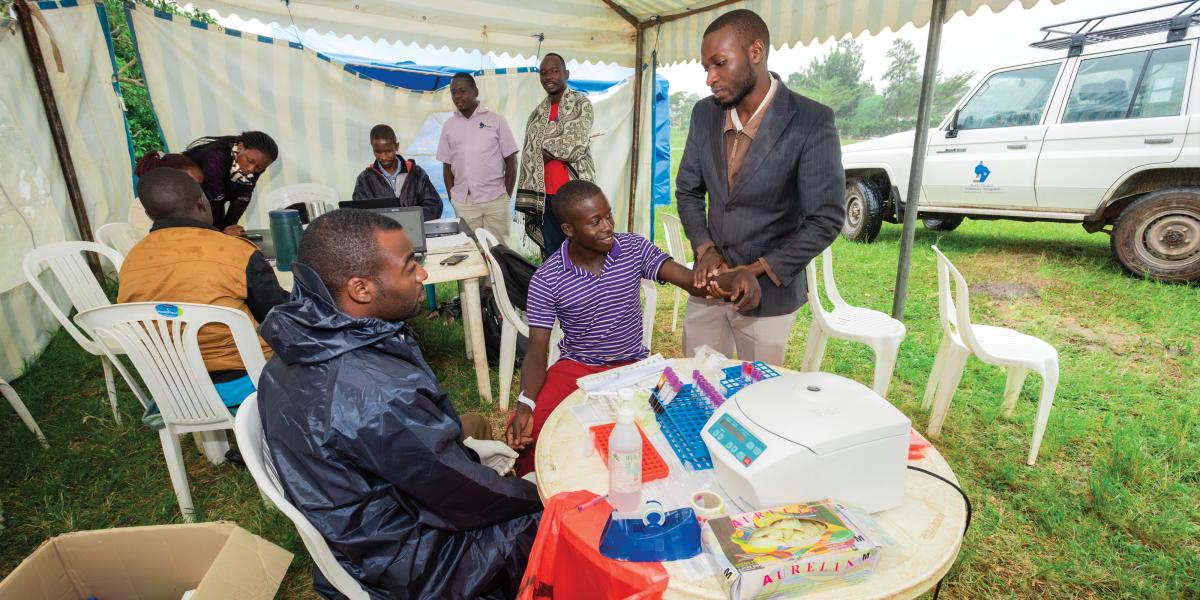 Rakai Health Sciences Program team connects with community members on September 14, 2017.