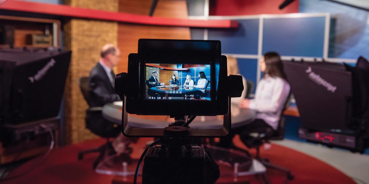 Image of public health students in television studio