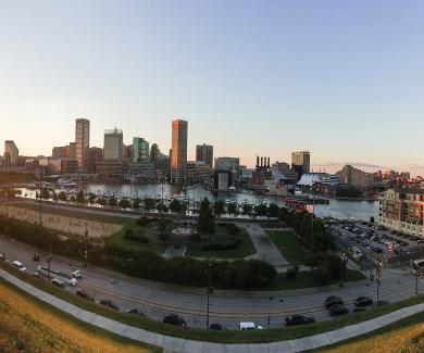 a view of the Baltimore skyline