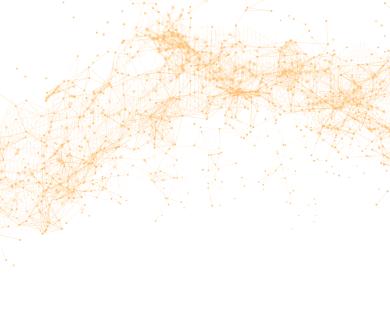 Orange lines making up a digital code float in space.