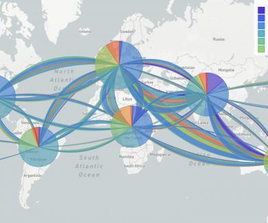 Map showing the distribution of SARS-CoV-2 variants