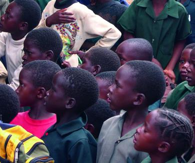 a group of school-age kids in Macha, Zambia