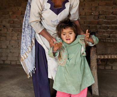 Child walking with polio