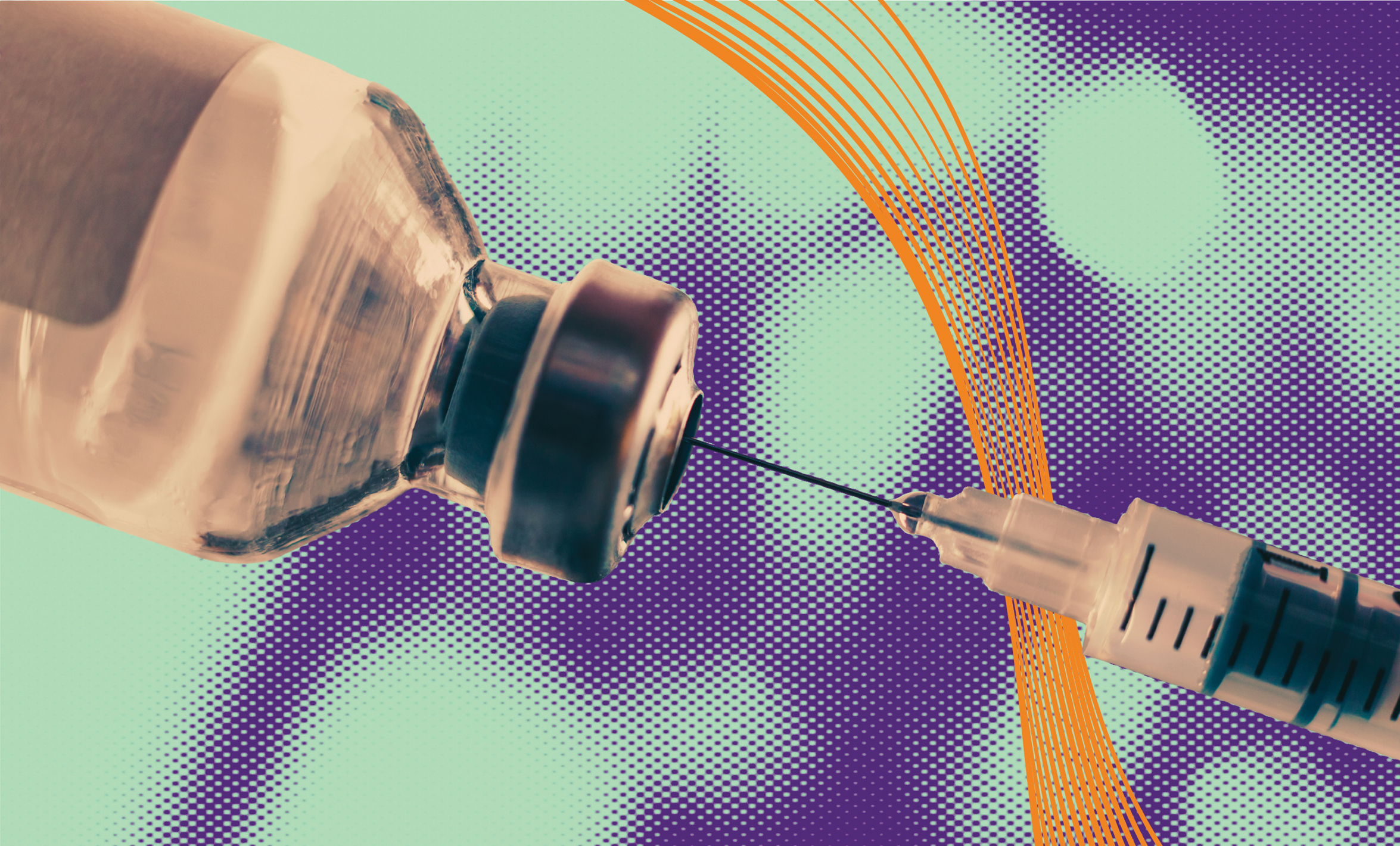 Photo illustration of a syringed inserted into a vial.